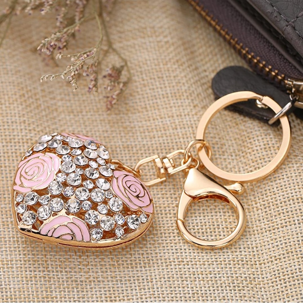 Heart Rose Crystal Key Chain - Picture 3 of 3